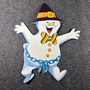 RARE Vintage Halloween Ghost Witch Hat Chains Bow Tie Die Cut Decoration